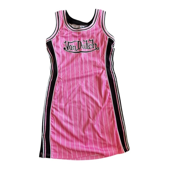 Von Dutch Pink Striped Tank baseball style dress - size small - Picture 5 of 5